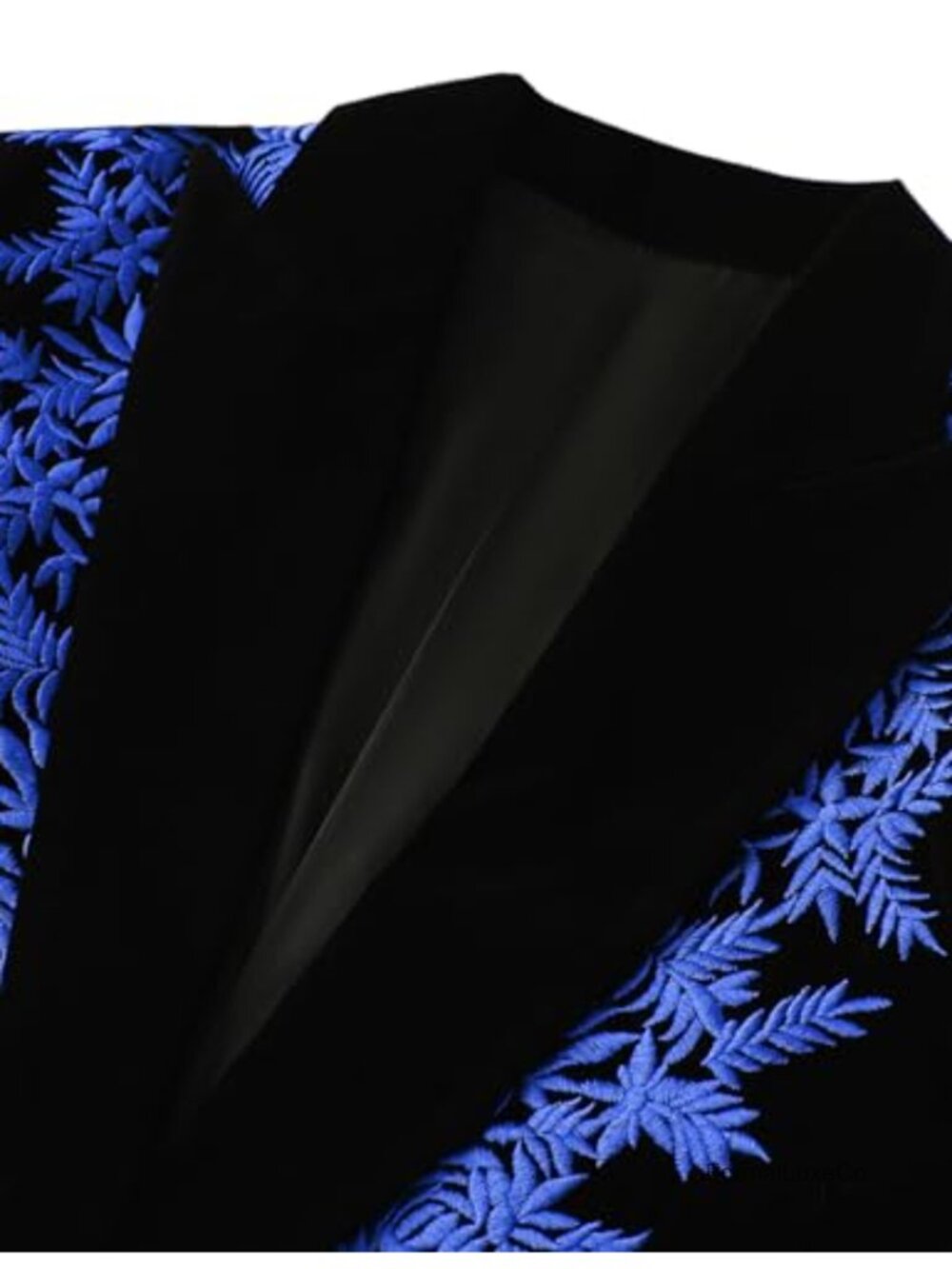 Men's Floral Embroidered Slim Fit Blazer Wedding Prom Party Peak Lapel - Picture 2 of 5